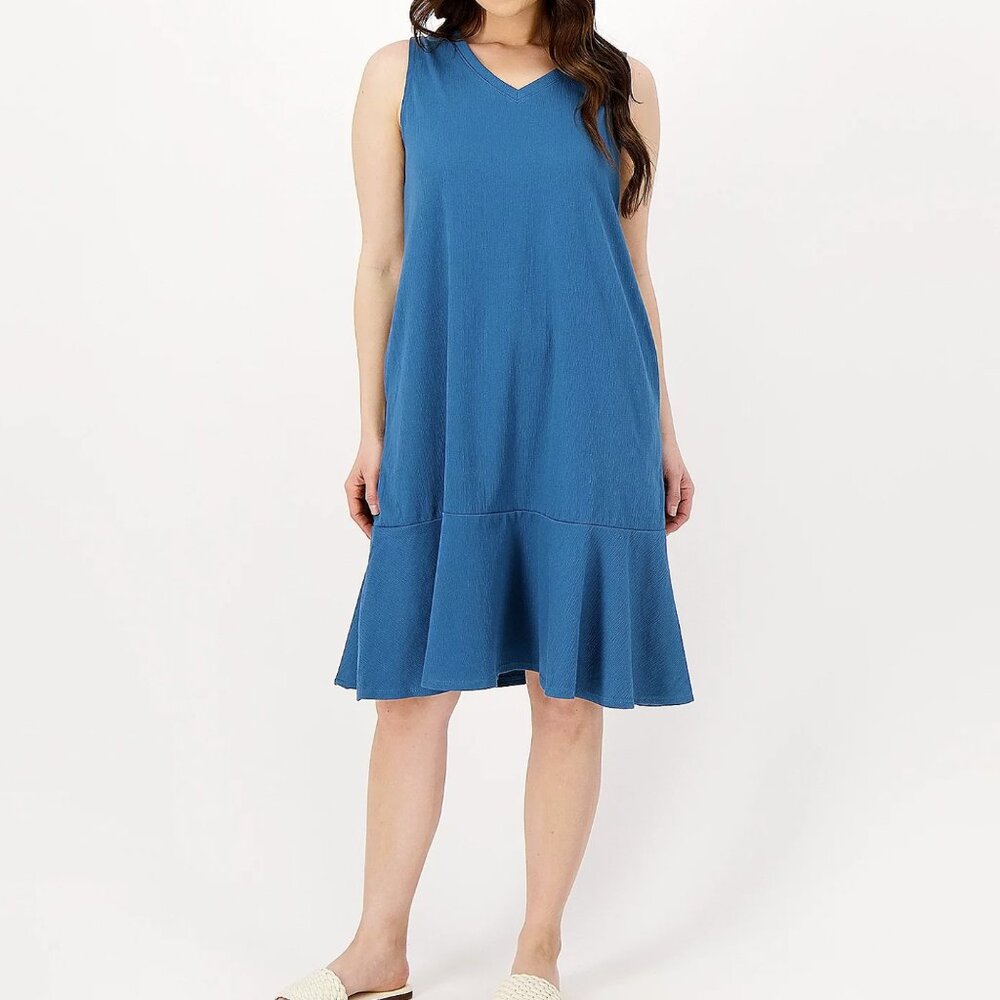 Cuddl Duds Petite Crinkle Jersey Tank Dress w/ Flounce Hem  13869